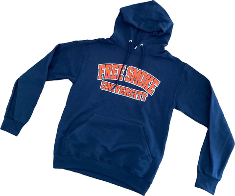 NAVY FREE SMOKE UNIVERSITY HOODIE